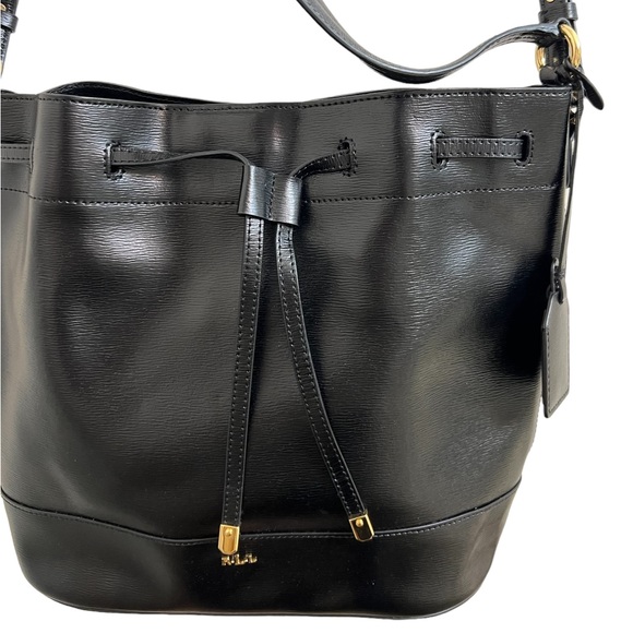 Ralph Lauren Leather Drawstring bucket bag, black - Picture 6 of 8